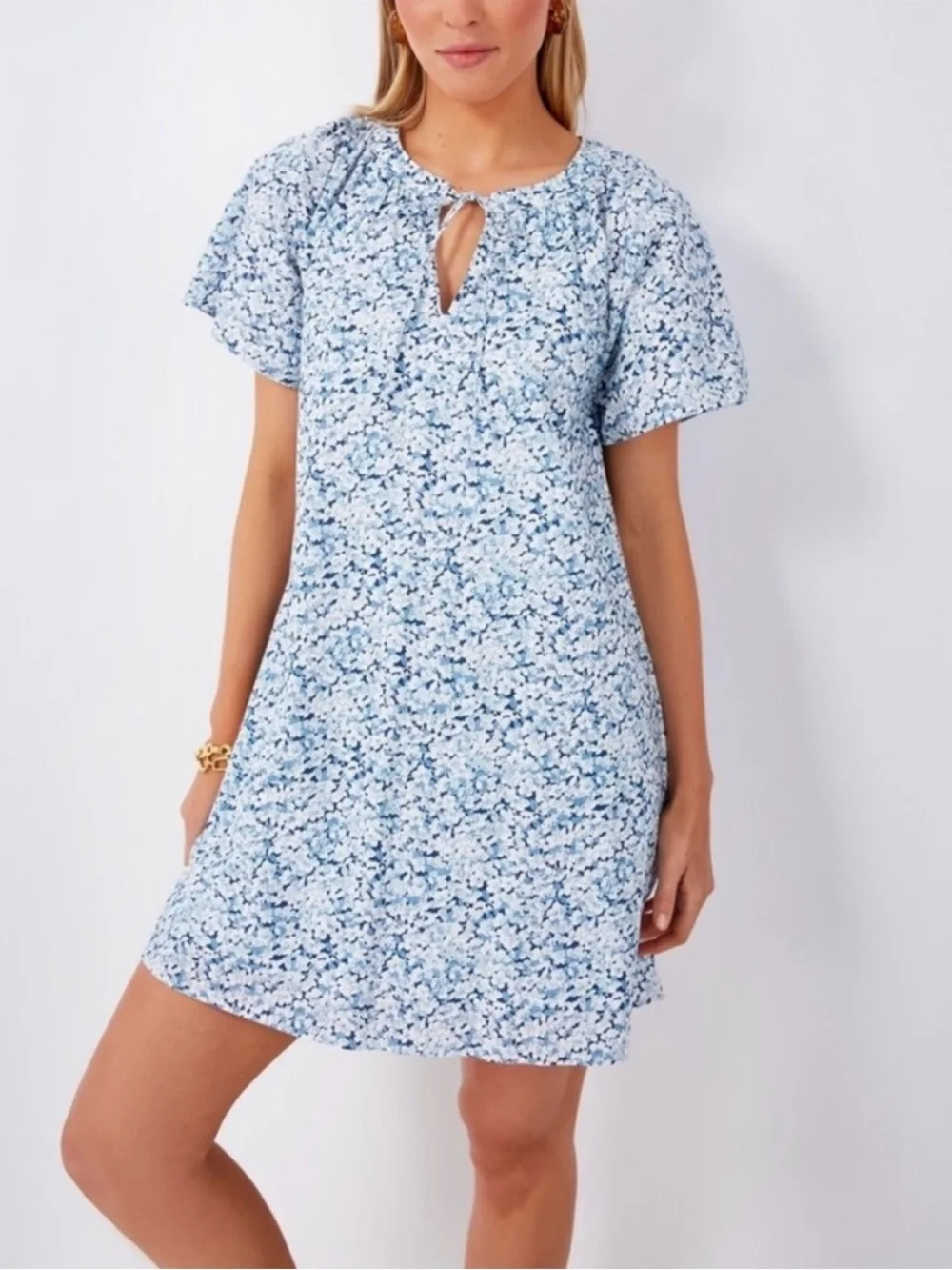 Tuckernuck Hyacinth House Davis Dress Blue Floral V- Neck NWT